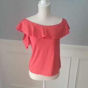 JCrew Red Ruffle Off The Shoulder Cold Shoulder Tank Top Women's Size XS